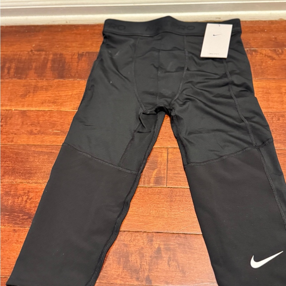 Nike Pro Black Dri-Fit 3/4 Length Training Tights Boys Large